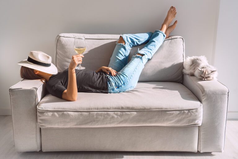 relaxed woman on couch